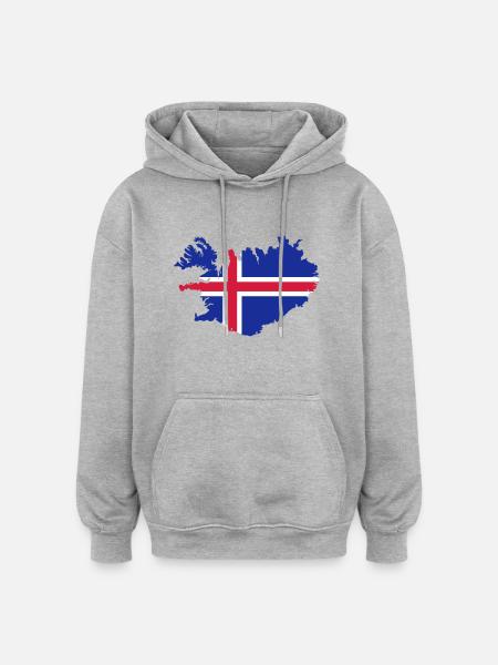 Island - Oversized Unisex Hoodie - Grau meliert
