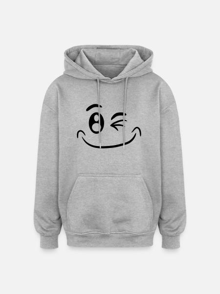 Comic face funny smiley winking - Oversized Unisex Hoodie - heather grey