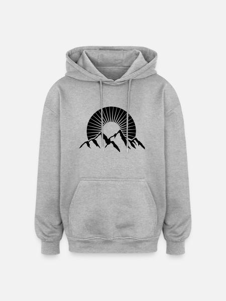 Beautiful mountains with Sun - Oversized Unisex Hoodie - heather grey