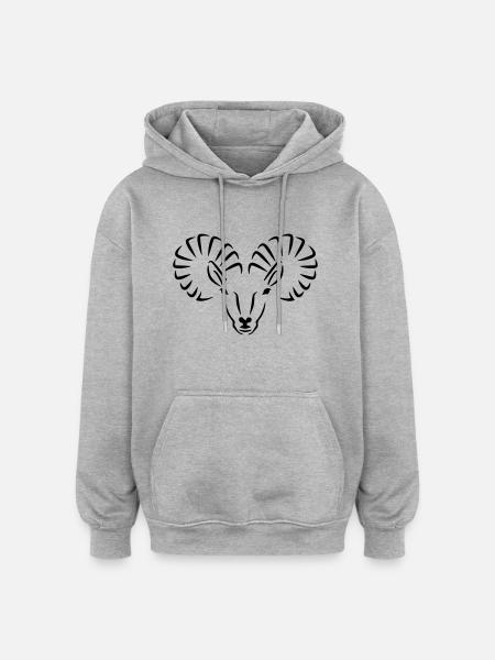 Steinbock - Oversized Unisex Hoodie - Grau meliert