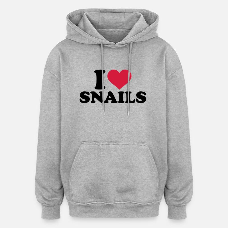 I love Snails - Sweat à capuche oversize unisexe - gris chiné