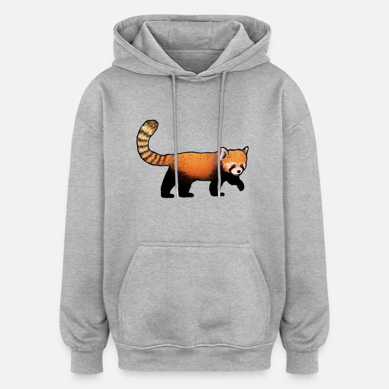 Panda Roux / Red Panda 02 - Sweat à capuche oversize unisexe - gris chiné