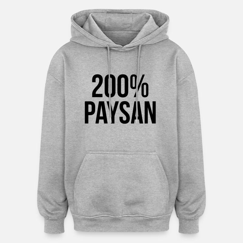 200% Paysan - Sweat à capuche oversize unisexe - gris chiné