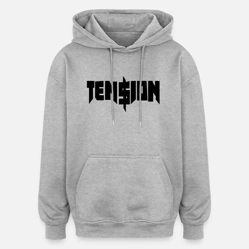 Tension - Sweat à capuche oversize unisexe - gris chiné