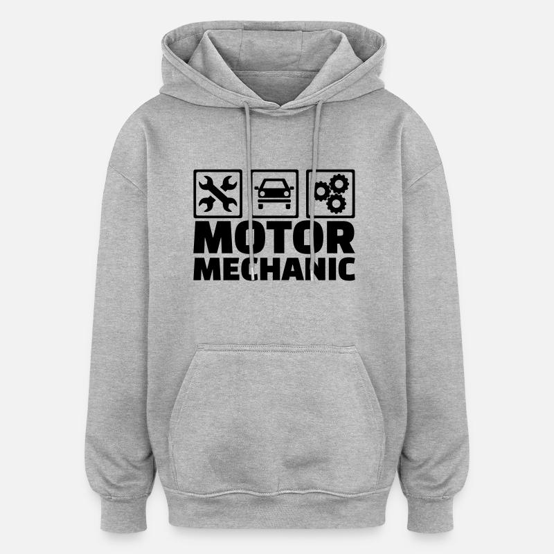 Motor mechanic - Sweat à capuche oversize unisexe - gris chiné