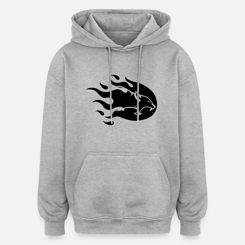 panther_on_fire_01 - Oversized Unisex Hoodie - Grau meliert