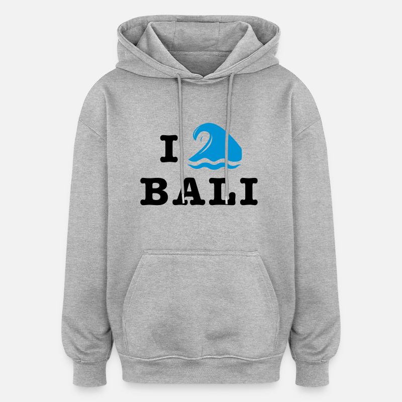 I Love Bali - Sweat à capuche oversize unisexe - gris chiné