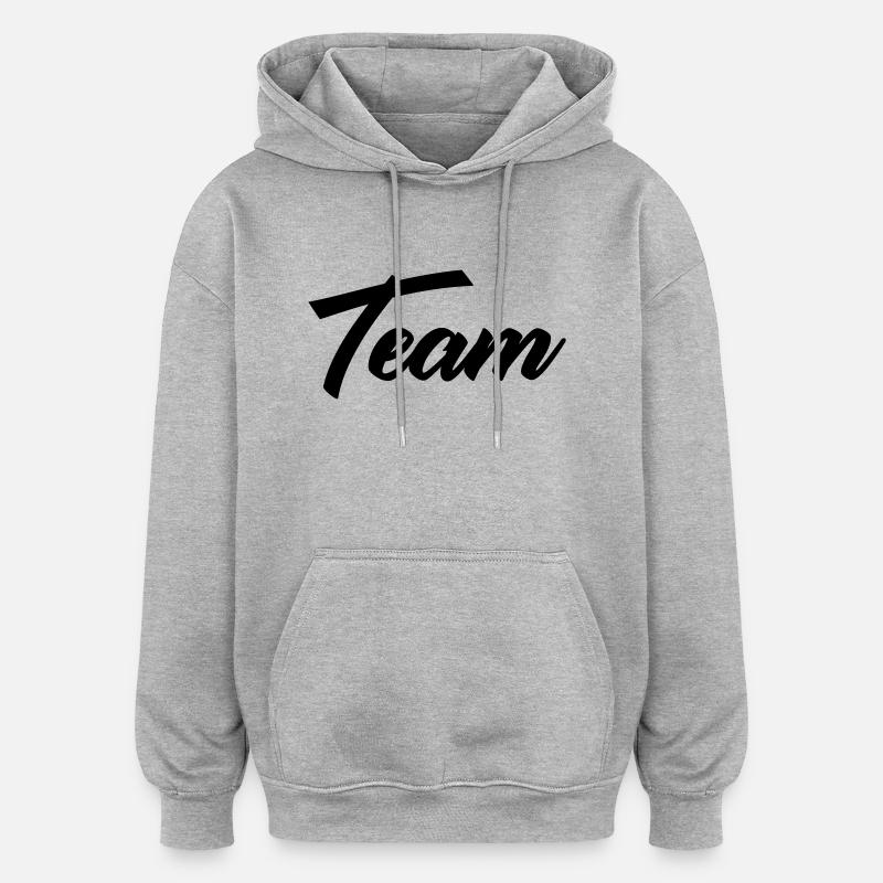 team - Sweat à capuche oversize unisexe - gris chiné