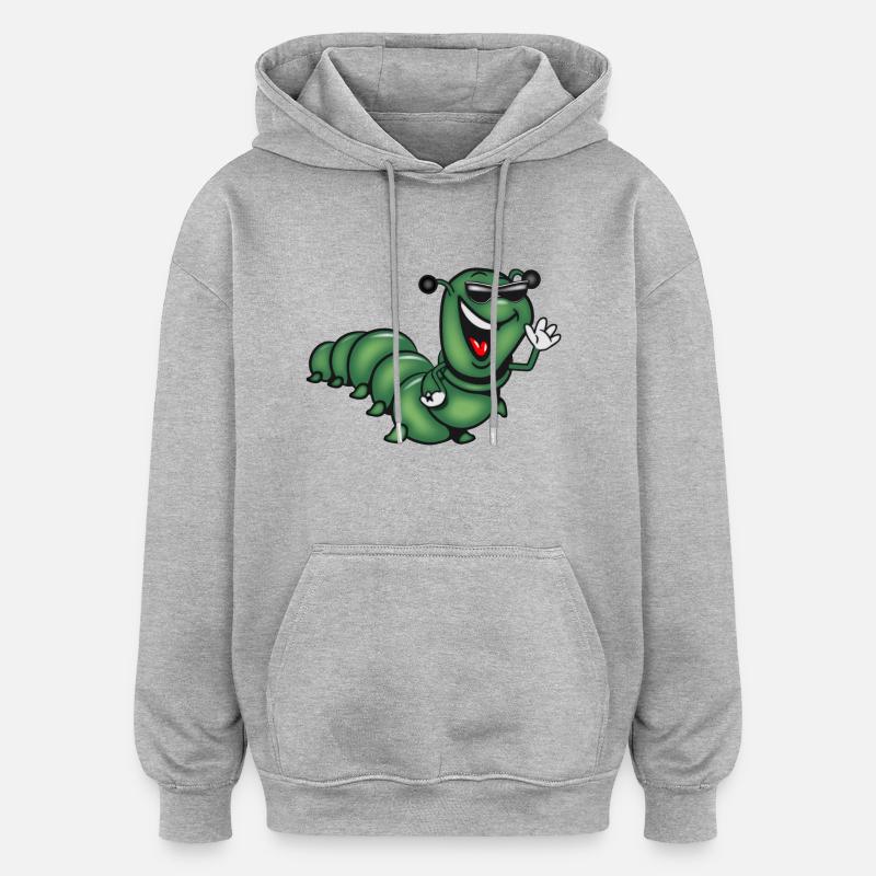 caterpillar hat funny - Oversized Unisex Hoodie - heather grey