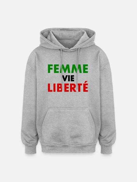 Freiheit des Frauenlebens - Oversized Unisex Hoodie - Grau meliert
