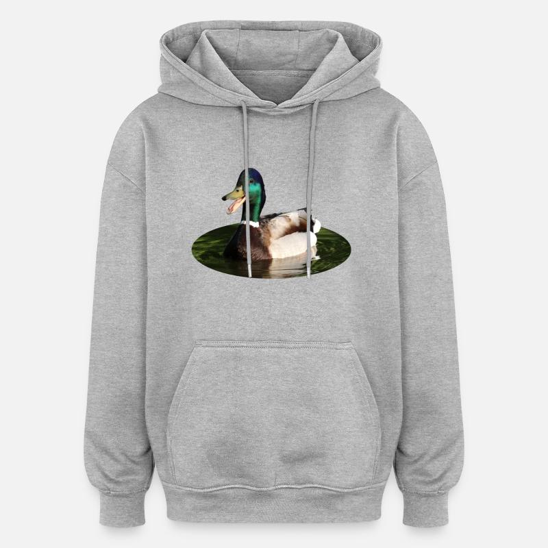 Canard colvert - Sweat à capuche oversize unisexe - gris chiné