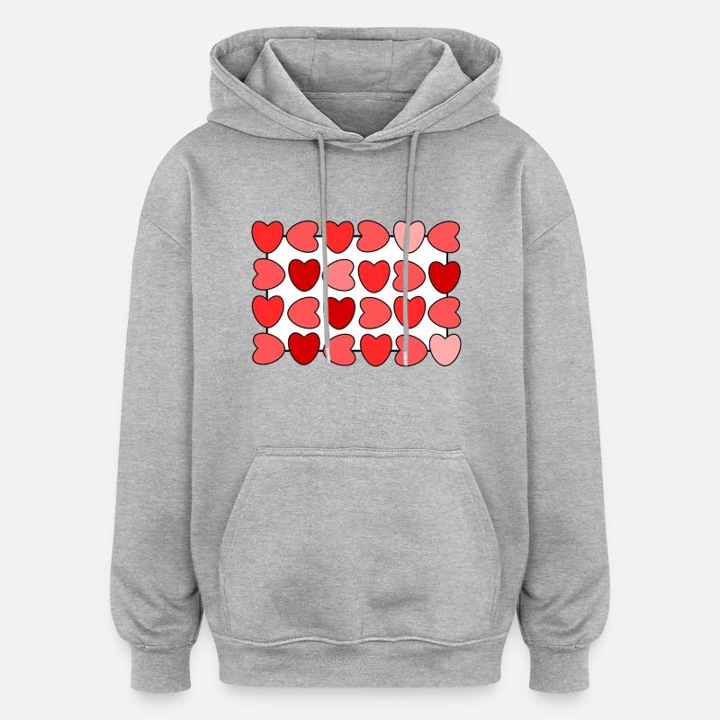 Tant de cœurs - Sweat à capuche oversize unisexe - gris chiné