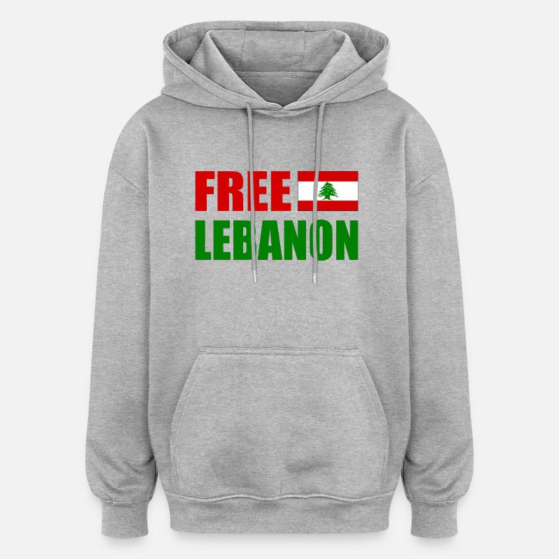 free lebanon - libanon - Sweat à capuche oversize unisexe - gris chiné
