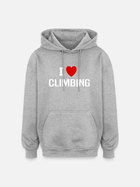 I love Climbing - Oversized Unisex Hoodie - heather grey
