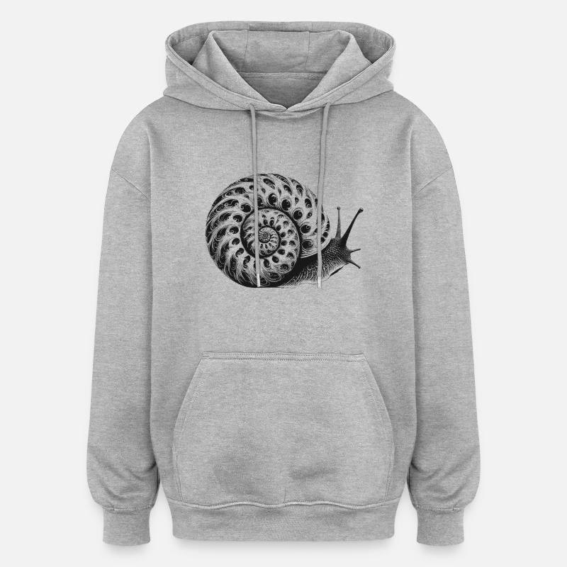 Escargot - Sweat à capuche oversize unisexe - gris chiné