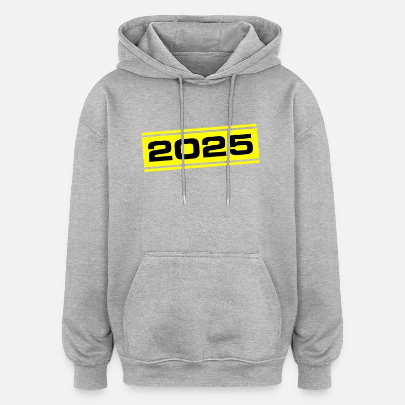 Année 2025 - Sweat à capuche oversize unisexe - gris chiné