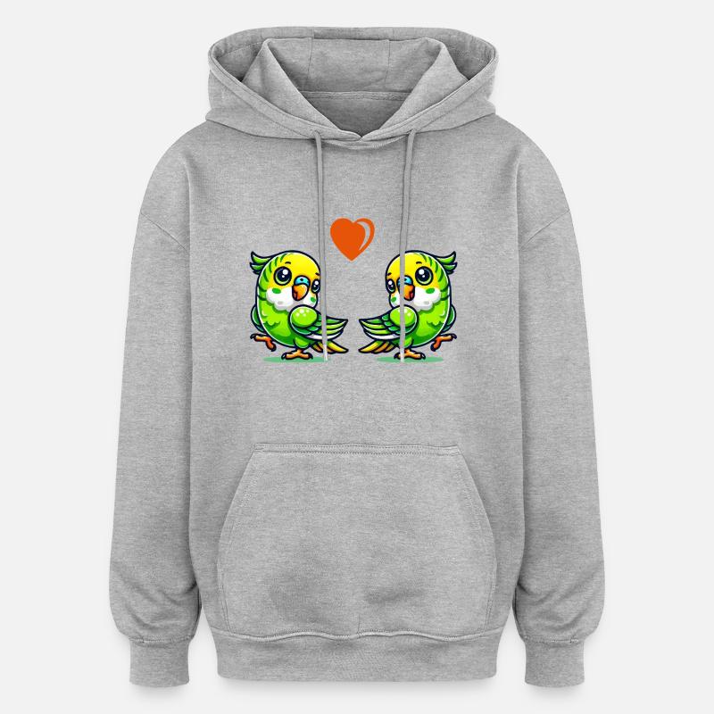 L’amour des perruches - Sweat à capuche oversize unisexe - gris chiné