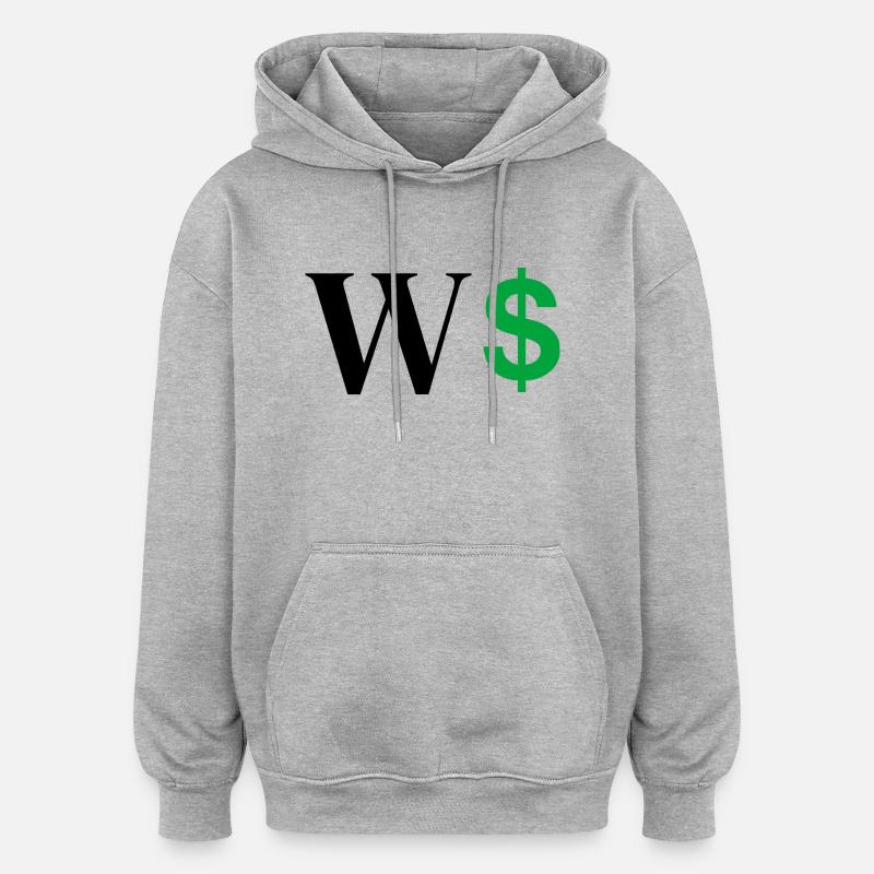 Buchstabe w Dollar - Oversized Unisex Hoodie - Grau meliert