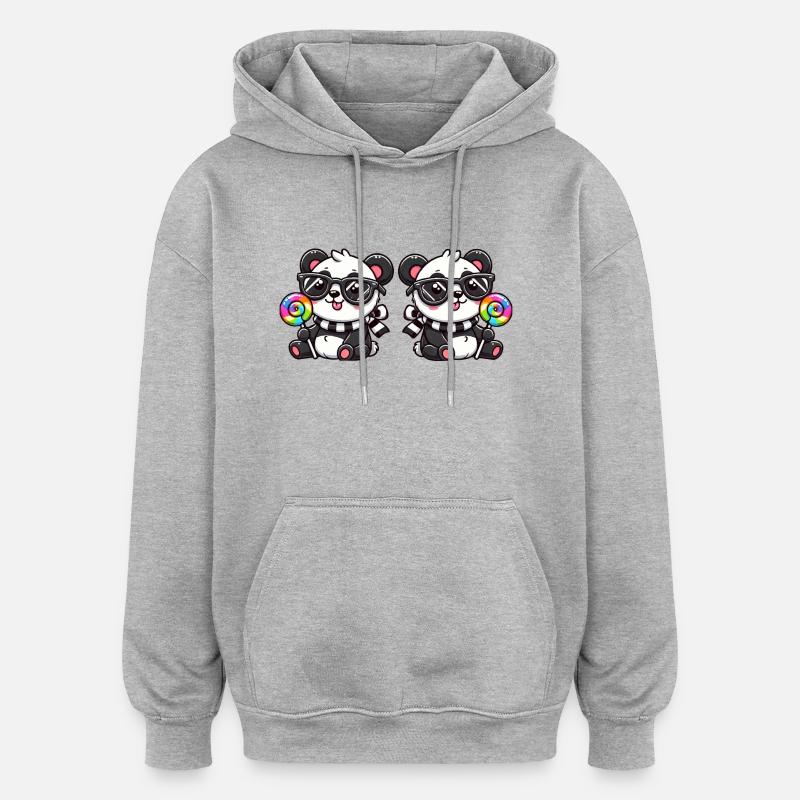 Sucette Panda 2 - Sweat à capuche oversize unisexe - gris chiné
