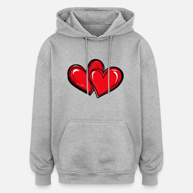 Symbole d’amour des cœurs - Sweat à capuche oversize unisexe - gris chiné