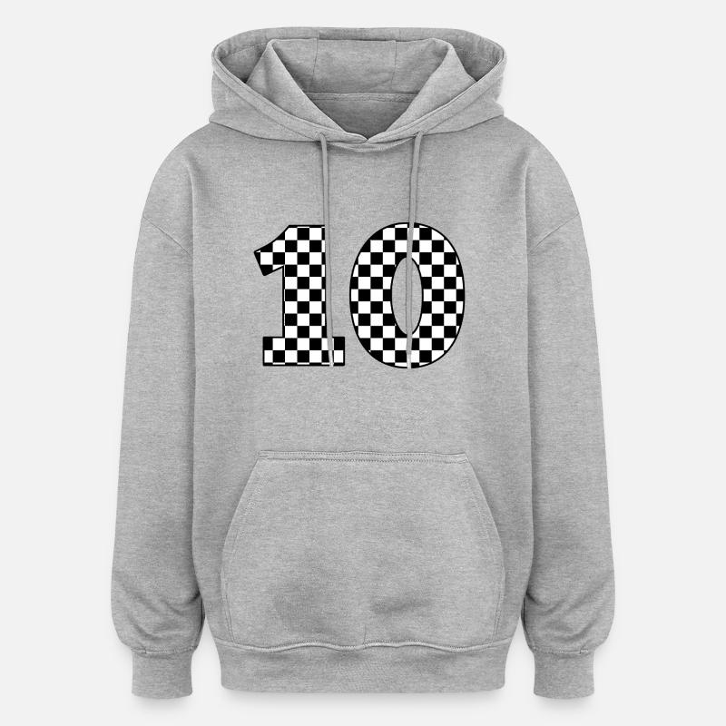 Numéro 10 à carreaux - Sweat à capuche oversize unisexe - gris chiné