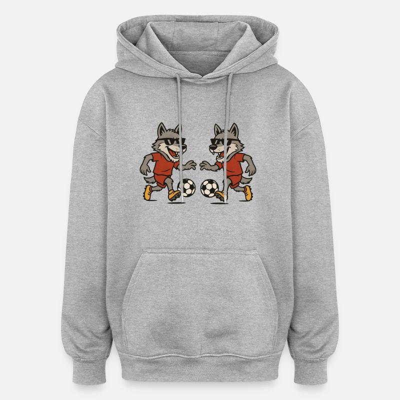 Wolf Soccer 2 - Sweat à capuche oversize unisexe - gris chiné