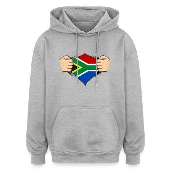 Conception du drapeau de l’Afrique du Sud - Sweat à capuche oversize unisexe - gris chiné - Devant - Noah (186cm)