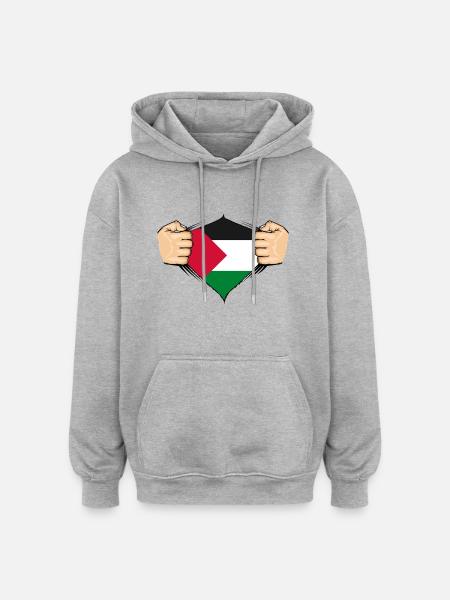 Palestine Flag Design - Oversized Unisex Hoodie - heather grey