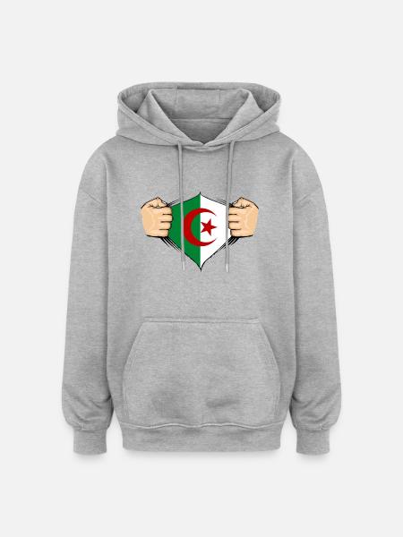 Algeria Flag Design - Oversized Unisex Hoodie - heather grey