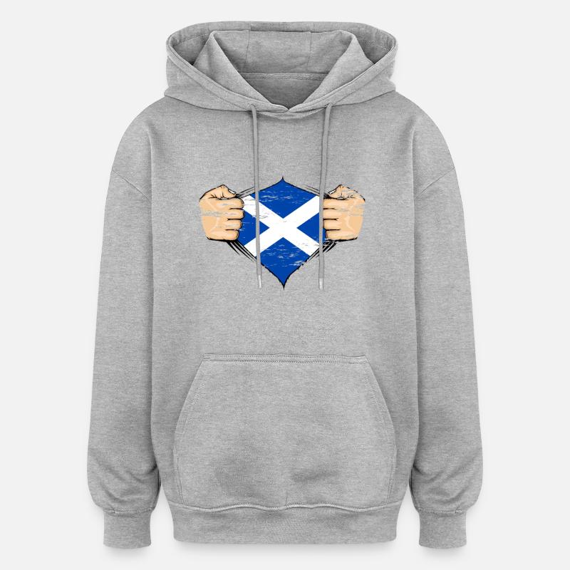 Drapeau de l’Écosse utilisé - Sweat à capuche oversize unisexe - gris chiné