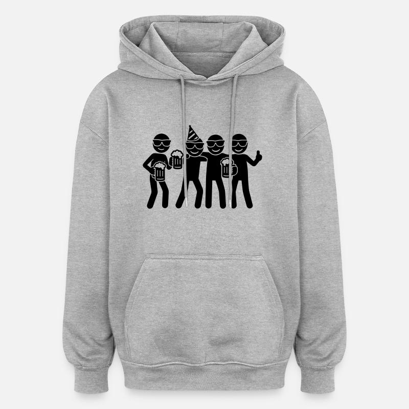 Fête de groupe d’anniversaire - Sweat à capuche oversize unisexe - gris chiné