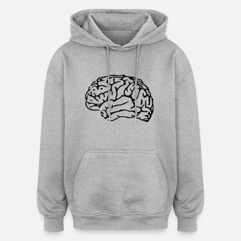 cerveau - Sweat à capuche oversize unisexe - gris chiné