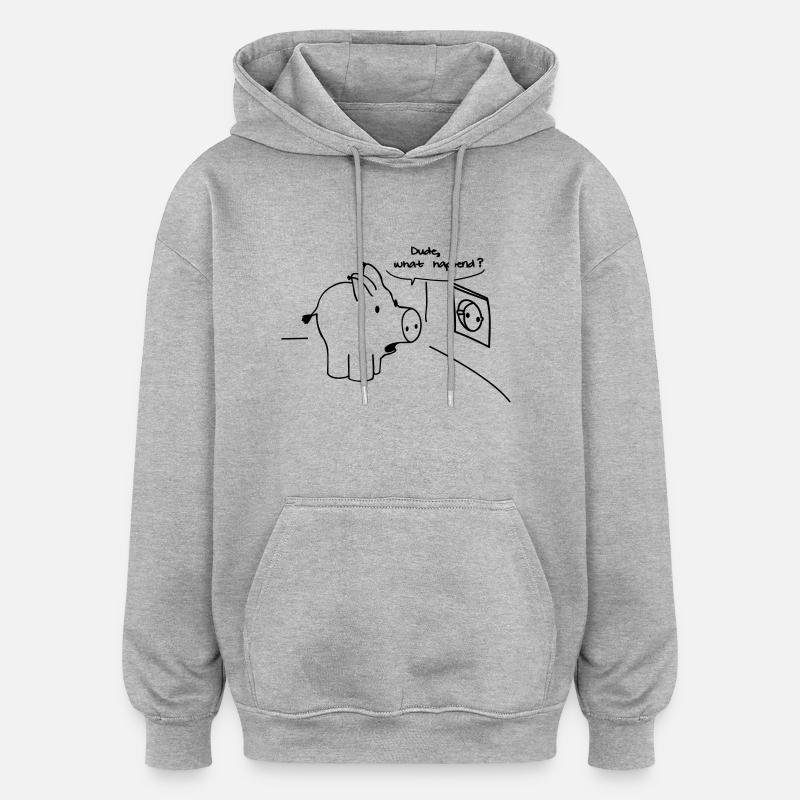 Mec ce, happend? - Sweat à capuche oversize unisexe - gris chiné