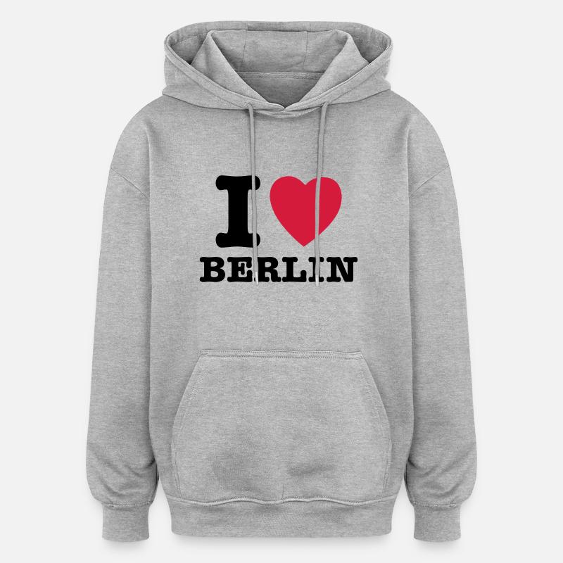 Berlin - Sweat à capuche oversize unisexe - gris chiné