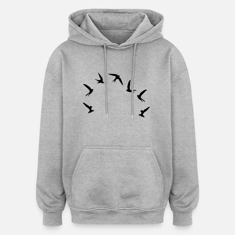 Mauersegler / swifts (1c) - Sweat à capuche oversize unisexe - gris chiné