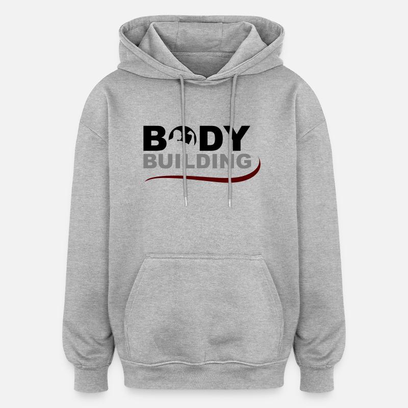 bodybuilding - Sweat à capuche oversize unisexe - gris chiné