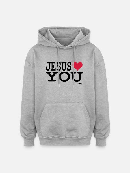 jesus loves you - Oversized Unisex Hoodie - heather grey
