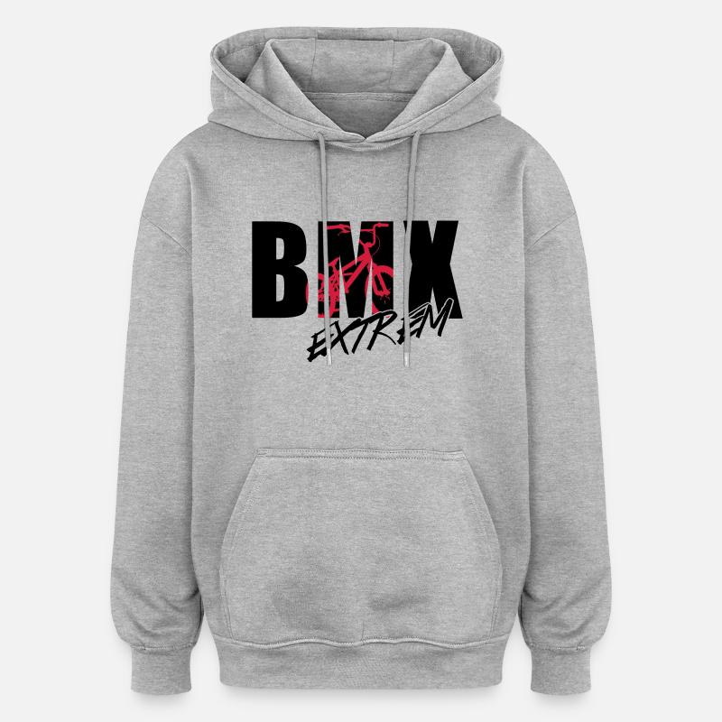 bmx 2_2c - Sweat à capuche oversize unisexe - gris chiné