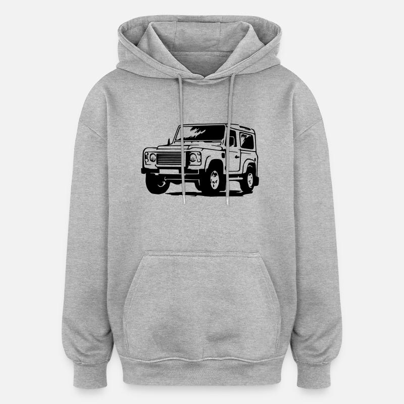 Defender (einfarbig) - Sweat à capuche oversize unisexe - gris chiné