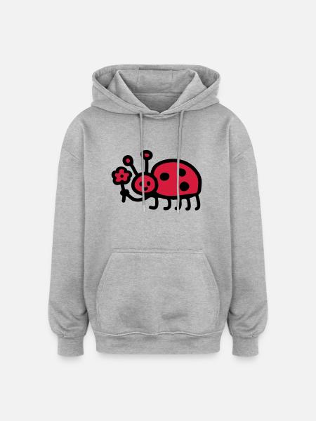 Ladybug - Flower - Oversized Unisex Hoodie - heather grey