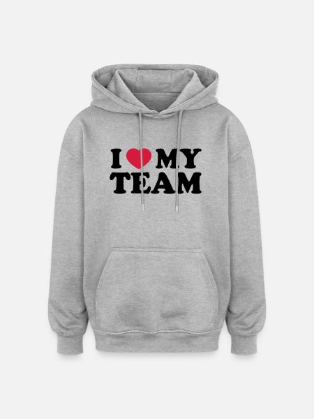 I love my Team - Oversized Unisex Hoodie - Grau meliert