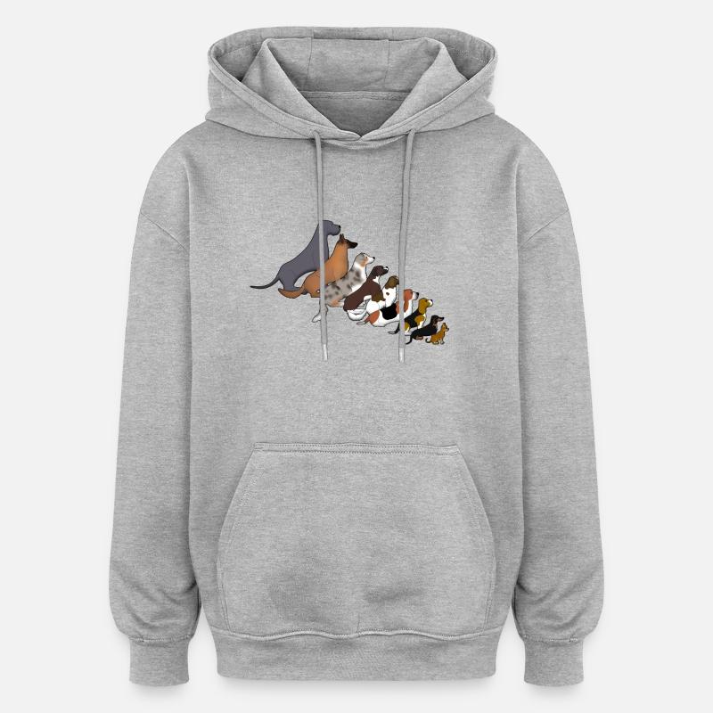 Hundereihe 1 - Sweat à capuche oversize unisexe - gris chiné