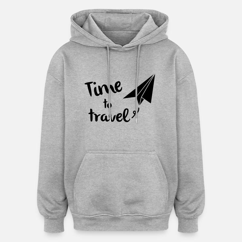 Temps de voyager - Sweat à capuche oversize unisexe - gris chiné