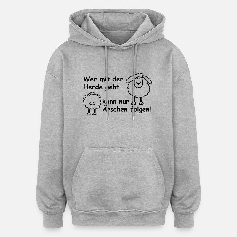 Qui avec le troupeau ... - Sweat à capuche oversize unisexe - gris chiné