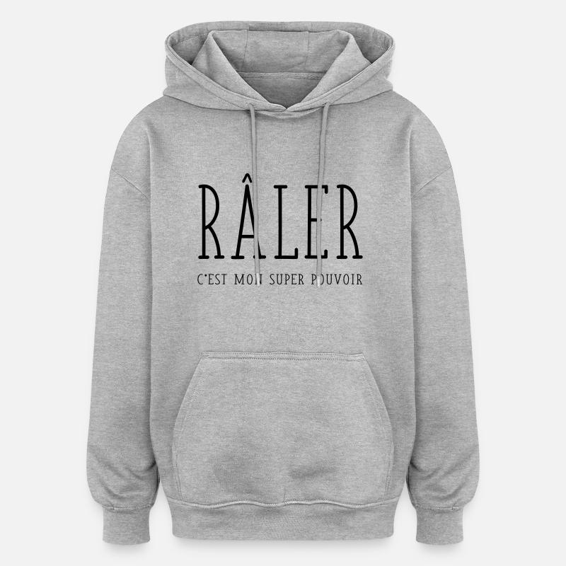 RALER - Sweat à capuche oversize unisexe - gris chiné