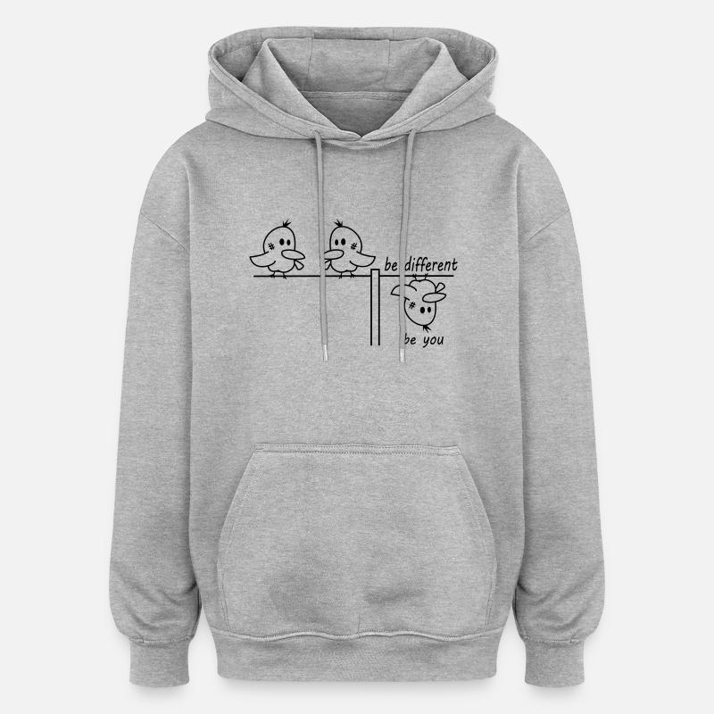 be different be you bird - Oversized Unisex Hoodie - heather grey