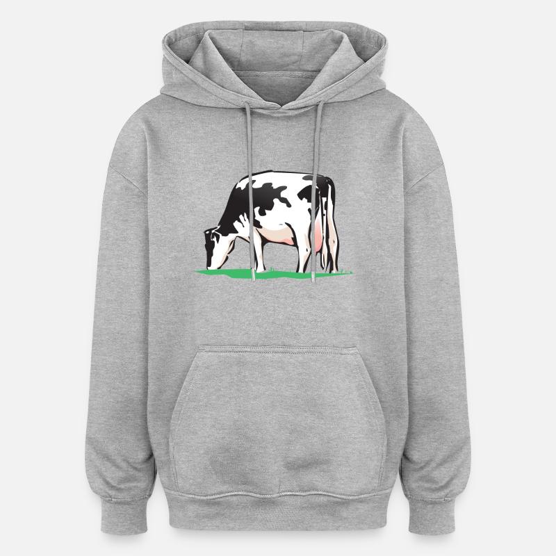 cow106 - Sweat à capuche oversize unisexe - gris chiné