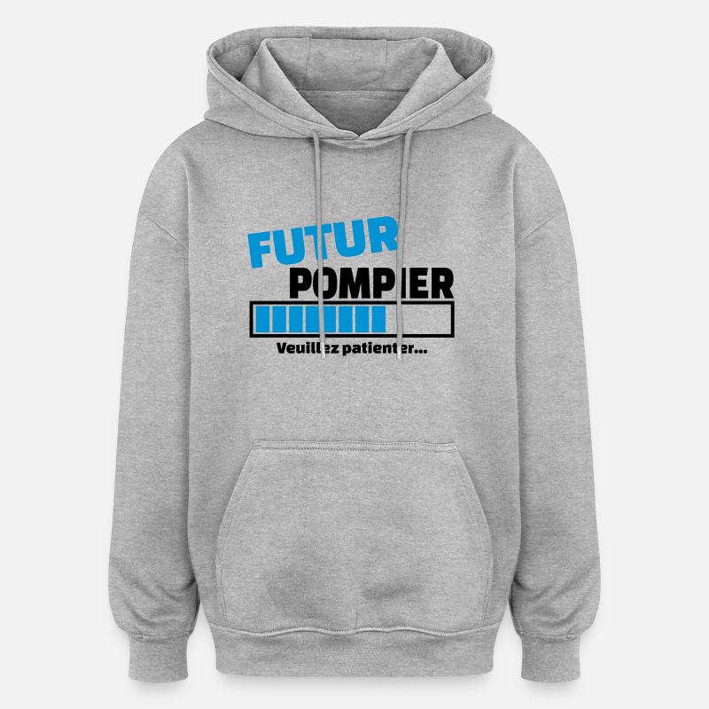 futur pompier - Sweat à capuche oversize unisexe - gris chiné