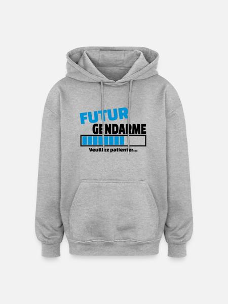 futur gendarme - Sweat à capuche oversize unisexe - gris chiné