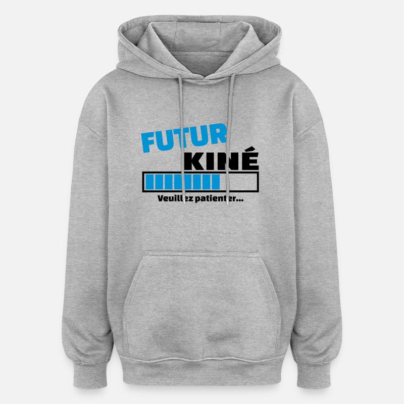 futur kiné - Sweat à capuche oversize unisexe - gris chiné